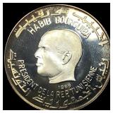 1969 Tunisia Silver Hannibal Proof 1 Dinar, 15k Mi