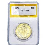 1943 Walking Liberty Half Dollar PGA MS66