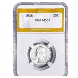 1938 Washington Silver Quarter PGA MS63