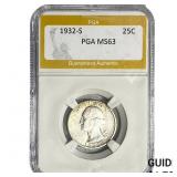 1932-S Washington Silver Quarter PGA MS63