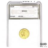 1929 $2.50 Gold Quarter Eagle NGS MS65
