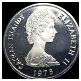 1975 Cayman Islands Proof Silver 1 Dollar GEM PROO