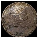 1857 Copper-Nickel Flying Eagle Cent NEARLY UNCIRC