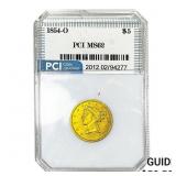 1854-O $5 Gold Half Eagle PCI MS62