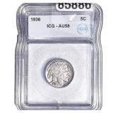 1936 Buffalo Nickel ICG AU58