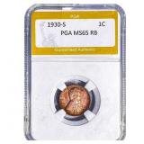 1930-S Wheat Cent PGA MS65 RB
