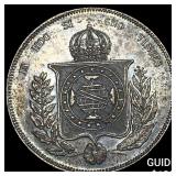 1862 Brazil Silver 1000 Reis HIGH GRADE