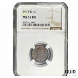 1918-D Wheat Cent NGC MS65 BN