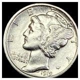 1919-D Silver Mercury Dime NEARLY  UNCIRCULATED