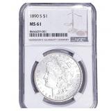 1890-S Morgan Silver Dollar NGC MS61
