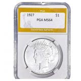 1927 Silver Peace Dollar PGA MS64