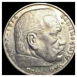 1937-D Germany Silver 5 Reichsmarks CLOSELY UNCIRC
