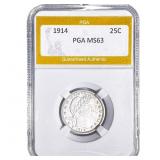 1914 Barber Quarter PGA MS63