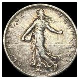 1918 France Silver 1 Franc NEARLY UNCIRCULATED