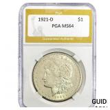 1921-D Morgan Silver Dollar PGA MS64