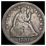 1857 Silver Seated Liberty Quarter LIGHTLY CIRCULA