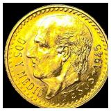 1945 Mexico Gold 2 1/2 Pesos GEM PROOF