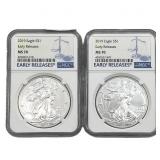 [2 Coins] 2019 Silver Eagle NGC MS70