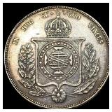 1859 Brazil Silver 1000 Reis CLOSELY UNCIRCULATED