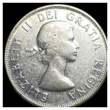 1958 Canada Silver 50 Cents NEARLY UNCIRCULATED