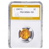 1947-S Wheat Cent PGA MS66+ RD