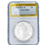 1878 REV 79 Morgan Silver Dollar PGA MS64