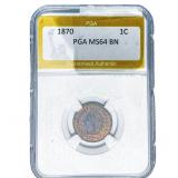 1870 Indian Head Cent PGA MS64 BN
