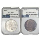 [2 Coins] 1884-1885 Morgan Silver Dollar PCI MS66-