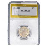 1883 Shield Nickel PGA MS65