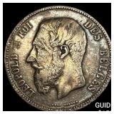 1869 Belgium Silver 5 Francs  UNCIRCULATED