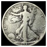 1921-D Silver Half Dollar Walking Liberty LIGHTLY