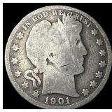 1901-O Silver Barber Half Dollar NICELY CIRCULATED