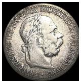 1894 Austria Silver 1 Corona ABOUT UNCIRCULATED
