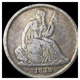 1838-O Silver Seated Liberty Dime ABOUT UNCIRCULAT