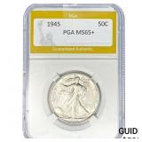 1945 Walking Liberty Half Dollar PGA MS65+