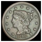 1846 Braided Hair Large Cent CLOSELY  UNCIRCULATE
