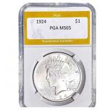 1924 Silver Peace Dollar PGA MS65