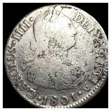1801 Colonial Spain Silver 2 Reales NEARLY UNCIRCU