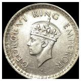 1944 British India Silver Half Rupee CHOICE AU