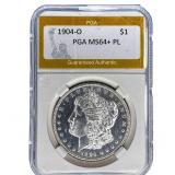 1904-O Morgan Silver Dollar PGA MS64+ PL