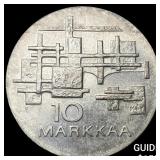 1967 Finland Silver 10 Markka GEM BU