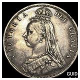 1887 Great Britain Silver Half Crown CLOSELY UNCIR