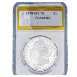 1878 REV 79 Morgan Silver Dollar PGA MS63