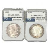 [2 Coins] 1879-1880 Morgan Silver Dollar PCI MS65-
