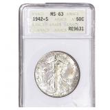 1942-S Walking Liberty Half Dollar ANACS MS63