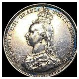 1887 Great Britain Silver Shilling CLOSELY UNCIRCU