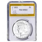 1921 Silver Peace Dollar PGA MS63