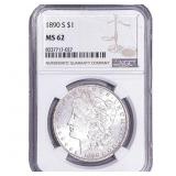1890-S Morgan Silver Dollar NGC MS62