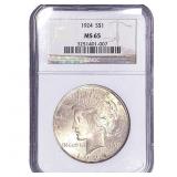 1924 Silver Peace Dollar NGC MS65