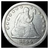 1844-O Silver Seated Liberty Quarter LIGHTLY CIRCU